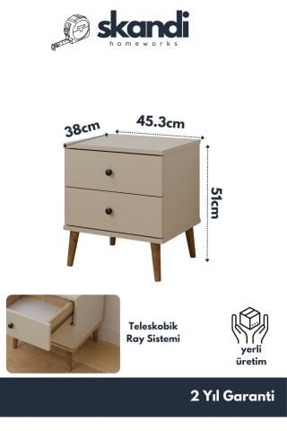 Luce Çekmeceli Komodin Krem