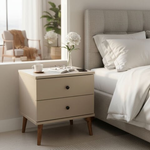 Luce Çekmeceli Komodin Krem