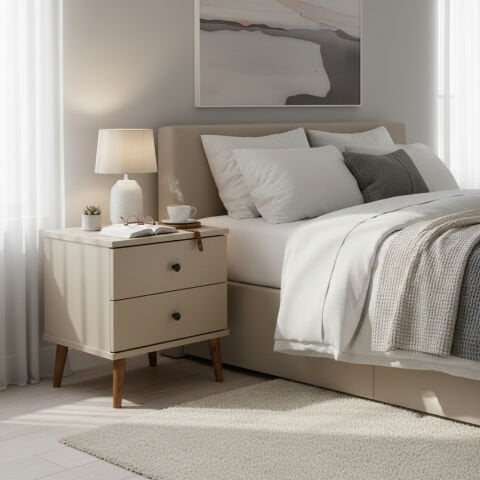 Luce Çekmeceli Komodin Krem