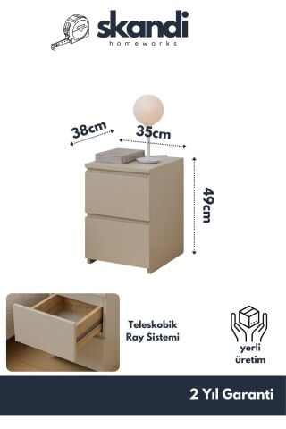 Fly Komodin Çekmeceli Krem