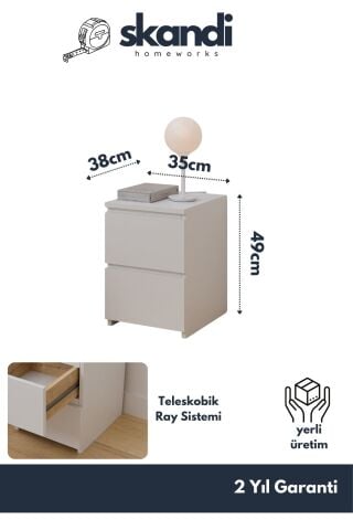 Fly Komodin Çekmeceli Beyaz