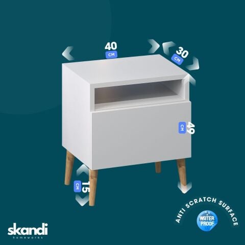 Luce Kapaklı Komodin Beyaz