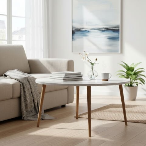 Yuvarlak Ortasehpa Beyaz