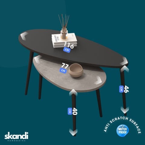 Egg Orta Sehpa Siyah Beton Desen