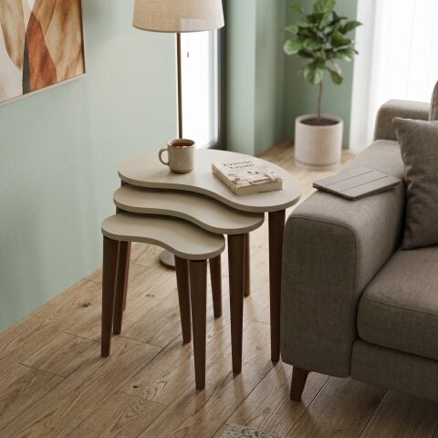 Bean 3'lü Zigon Sehpa Krem