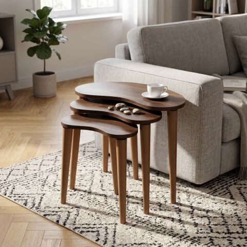 Bean 3'lü Zigon Sehpa Ceviz