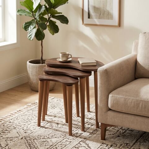 Bean 3'lü Zigon Sehpa Ceviz