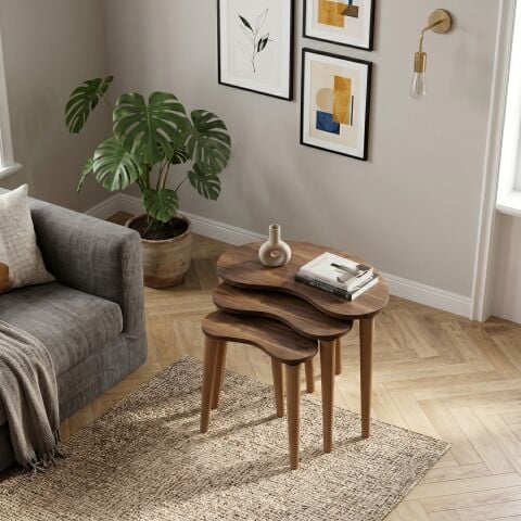 Bean 3'lü Zigon Sehpa Ceviz