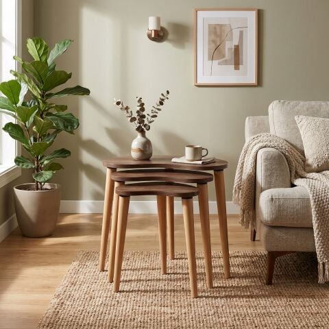 Bean 3'lü Zigon Sehpa Ceviz