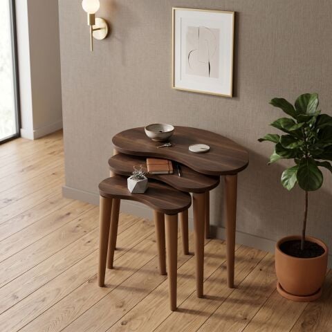 Bean 3'lü Zigon Sehpa Ceviz