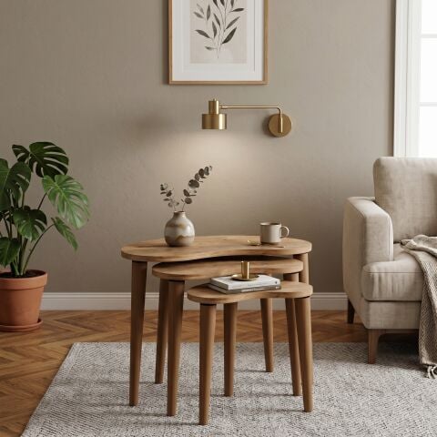 Bean 3'lü Zigon Sehpa Atlantik Çam