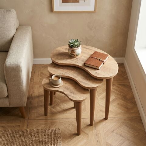 Bean 3'lü Zigon Sehpa Atlantik Çam