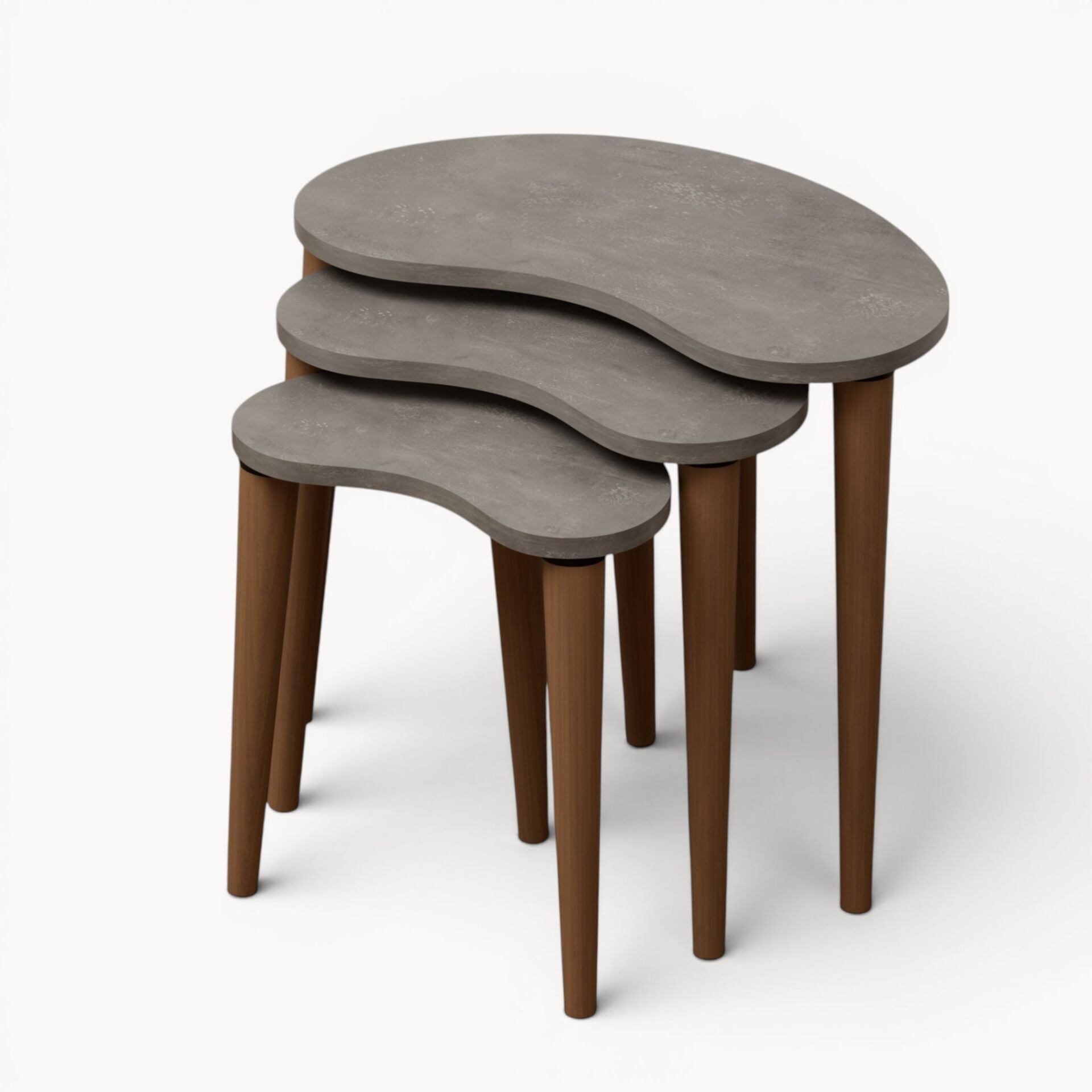 Bean 3'lü Zigon Sehpa Beton Desen