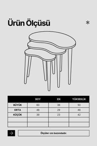 Bean 3'lü Zigon Sehpa Traverten