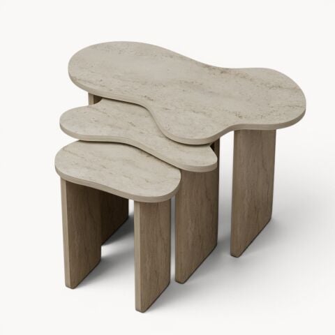 Cloud 3'lü Zigon Sehpa Traverten