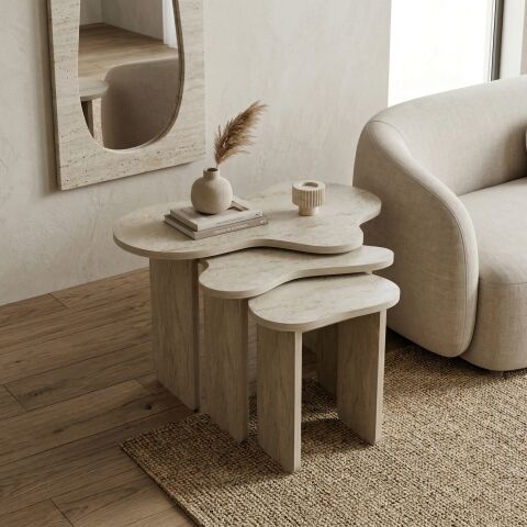 Cloud 3'lü Zigon Sehpa Traverten