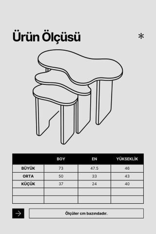 Cloud 3'lü Zigon Sehpa Ceviz
