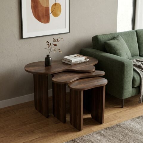 Cloud 3'lü Zigon Sehpa Ceviz