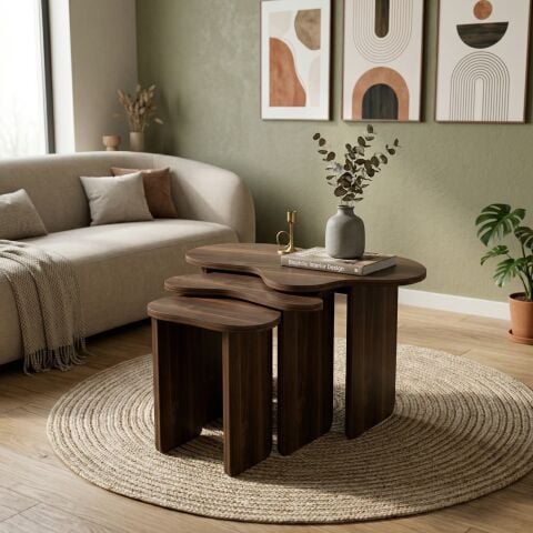 Cloud 3'lü Zigon Sehpa Ceviz