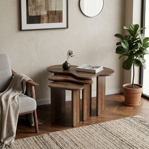 Cloud 3'lü Zigon Sehpa Ceviz