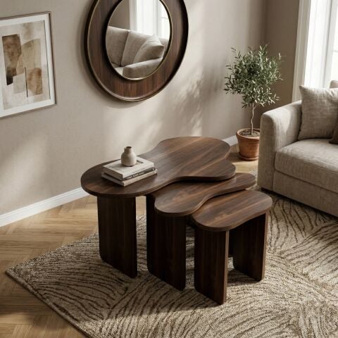 Cloud 3'lü Zigon Sehpa Ceviz