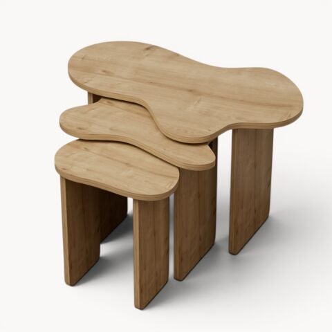 Cloud 3'lü Zigon Sehpa Meşe