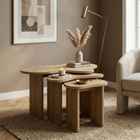 Cloud 3'lü Zigon Sehpa Meşe