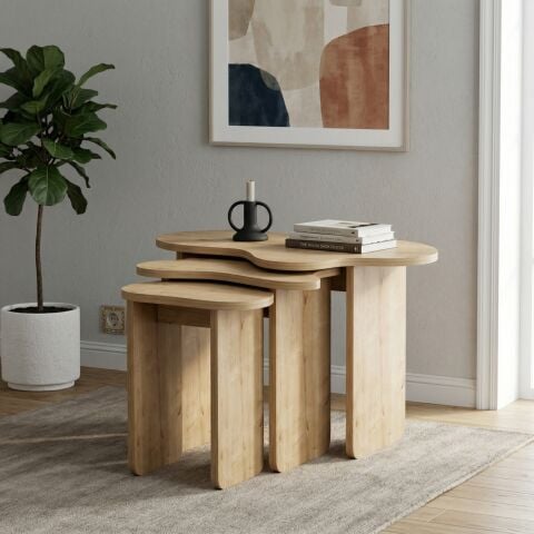 Cloud 3'lü Zigon Sehpa Meşe