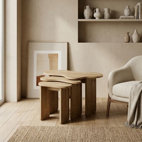 Cloud 3'lü Zigon Sehpa Meşe