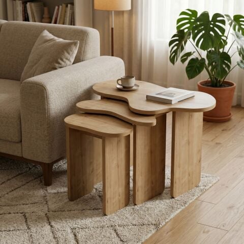 Cloud 3'lü Zigon Sehpa Meşe