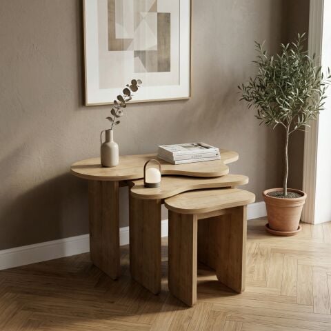 Cloud 3'lü Zigon Sehpa Meşe