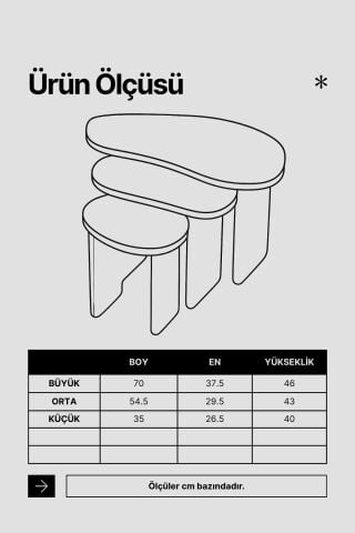 Stones 3'lü Zigon Sehpa Ceviz