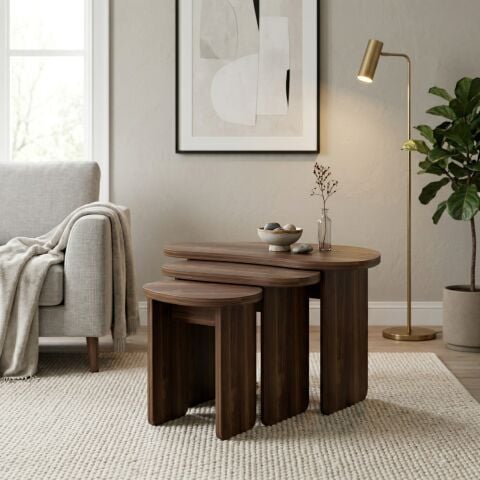 Stones 3'lü Zigon Sehpa Ceviz