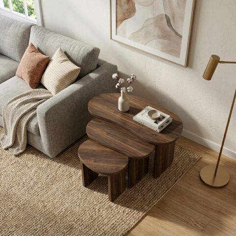 Stones 3'lü Zigon Sehpa Ceviz