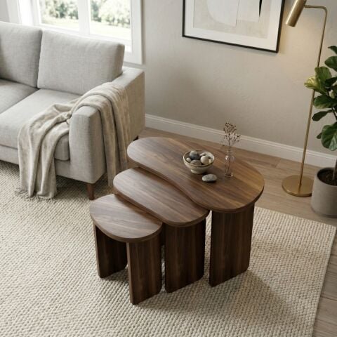 Stones 3'lü Zigon Sehpa Ceviz