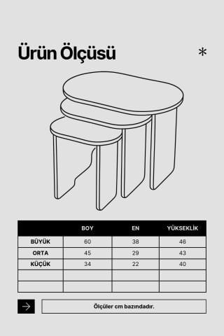Lotus 3'lü Zigon Sehpa Traverten