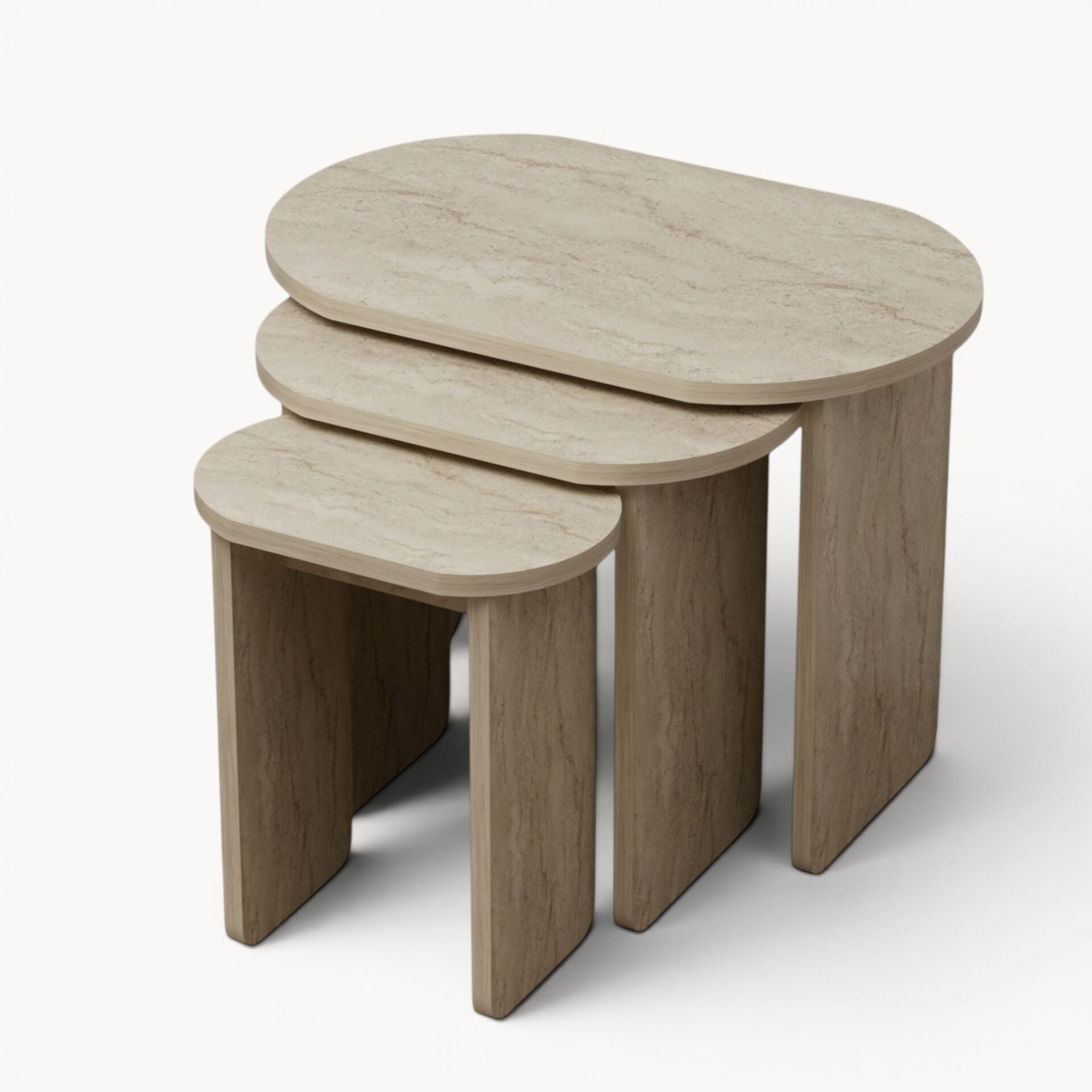 Lotus 3'lü Zigon Sehpa Traverten