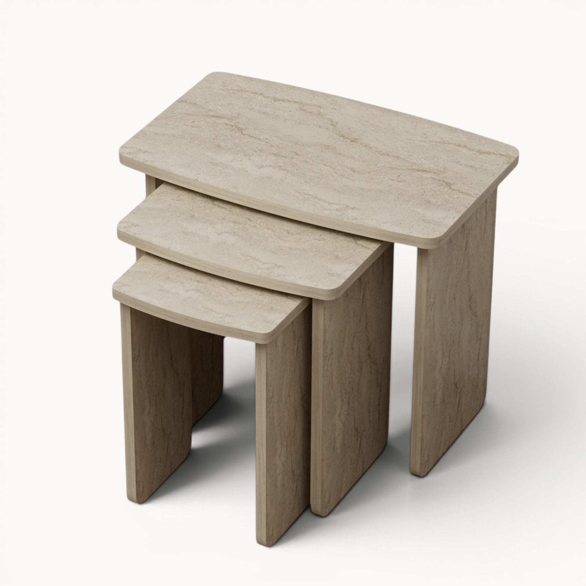 Curve 3'lü Zigon Sehpa Traverten