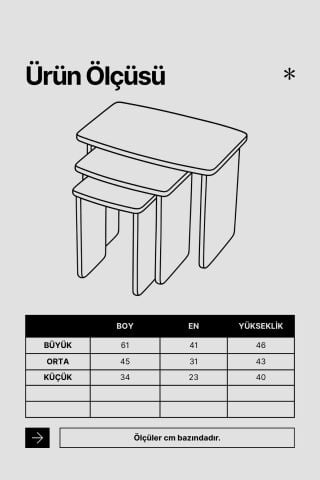 Curve 3'lü Zigon Sehpa Meşe