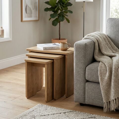 Curve 3'lü Zigon Sehpa Meşe