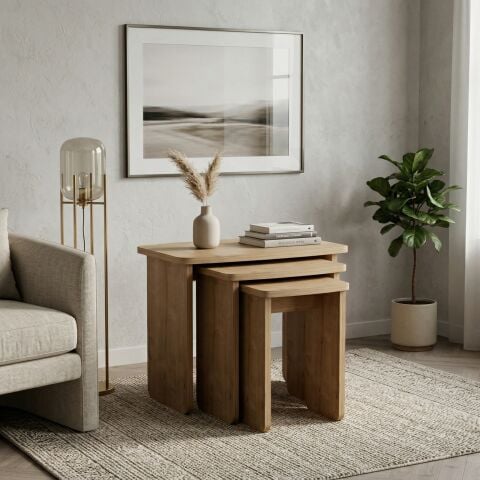 Curve 3'lü Zigon Sehpa Meşe