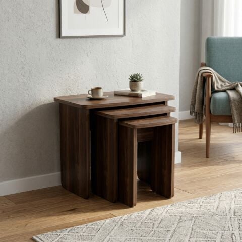 Curve 3'lü Zigon Sehpa Ceviz