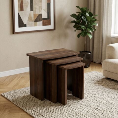 Curve 3'lü Zigon Sehpa Ceviz