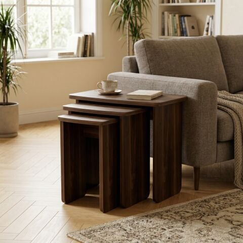 Curve 3'lü Zigon Sehpa Ceviz