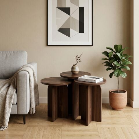 Nala 3'lü Zigon Sehpa Ceviz