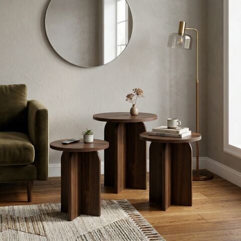 Nala 3'lü Zigon Sehpa Ceviz