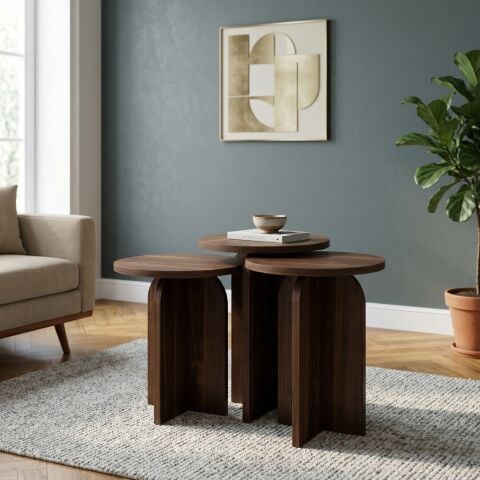 Nala 3'lü Zigon Sehpa Ceviz