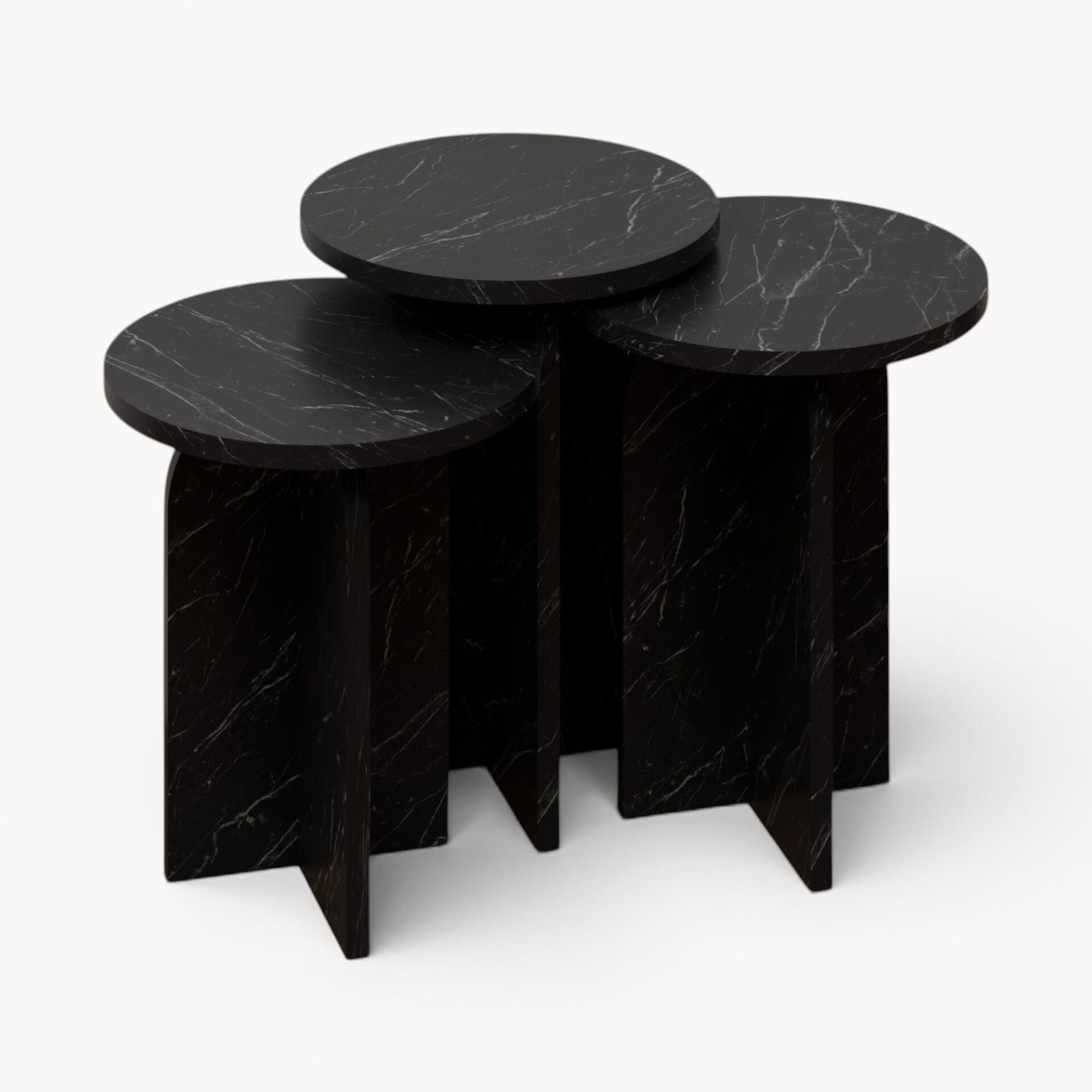 Nala 3'lü Zigon Sehpa Bendir Mermer