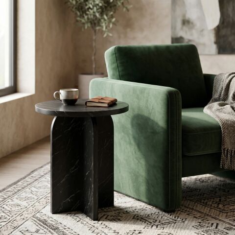 Nala 3'lü Zigon Sehpa Bendir Mermer