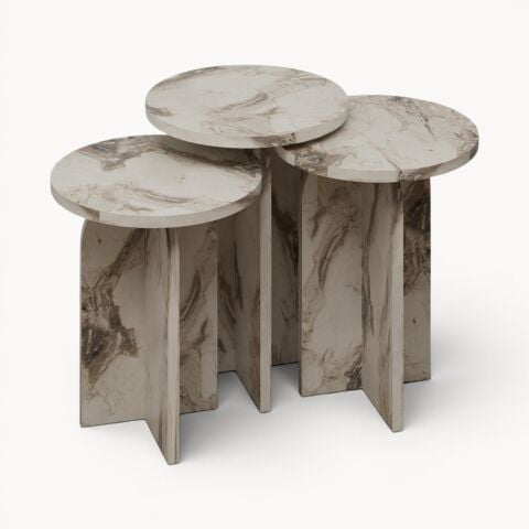 Nala 3'lü Zigon Sehpa Efes Mermer